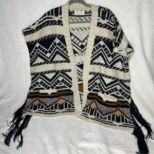 Grace and Lace Southwest Knit Fringe Cardigan